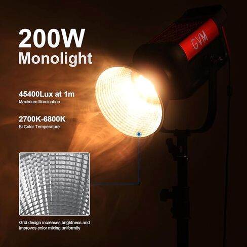 GVM Pro SD200B Video Light with Softboxes, 2 Packs 200W Bi-Color LED Photography Light with DMX/Bluetooth Control, Continuous Lighting Kit for Studio, Film, YouTube, 2700K–6800K, CRI97+ in Saudi Arabia
