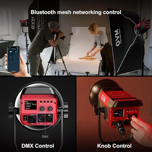 GVM Pro SD200B Video Light with Softboxes, 2 Packs 200W Bi-Color LED Photography Light with DMX/Bluetooth Control, Continuous Lighting Kit for Studio, Film, YouTube, 2700K–6800K, CRI97+ in Saudi Arabia