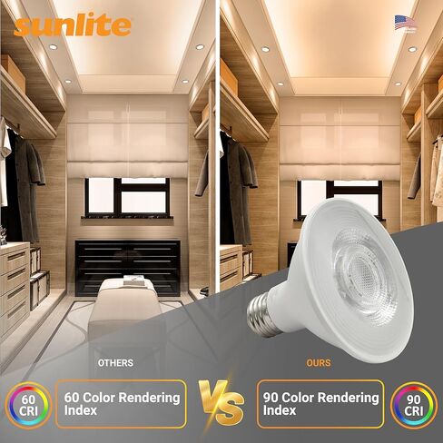لمبة LED عاكسة من Sunlite PAR30، كشاف كشاف، 9 وات (75 وات =)، 750 لومن، قاعدة E26 متوسطة، 90 CRI، قابلة للتعتيم، استخدام إضاءة المسار الزخرفية، ETL، متوافق مع العنوان 20، بالجملة، 24 حزمة، 30K-أبيض دافئ in Kuwait