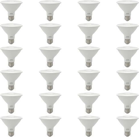 لمبة LED عاكسة من Sunlite PAR30، كشاف كشاف، 9 وات (75 وات =)، 750 لومن، قاعدة E26 متوسطة، 90 CRI، قابلة للتعتيم، استخدام إضاءة المسار الزخرفية، ETL، متوافق مع العنوان 20، بالجملة، 24 حزمة، 30K-أبيض دافئ in Kuwait