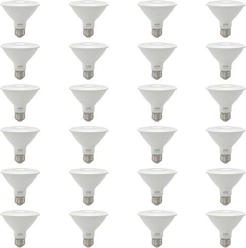 لمبة LED عاكسة من Sunlite PAR30، كشاف كشاف، 9 وات (75 وات =)، 750 لومن، قاعدة E26 متوسطة، 90 CRI، قابلة للتعتيم، استخدام إضاءة المسار الزخرفية، ETL، متوافق مع العنوان 20، بالجملة، 24 حزمة، 30K-أبيض دافئ in Kuwait