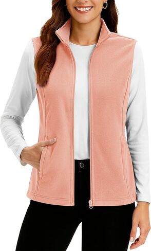 TACVASEN Women's Fleece Vest Lightweight Warm Vests Outerwear Sleeveless Zip Jacket Fall Winter Soft Vest with Pockets in Saudi Arabia