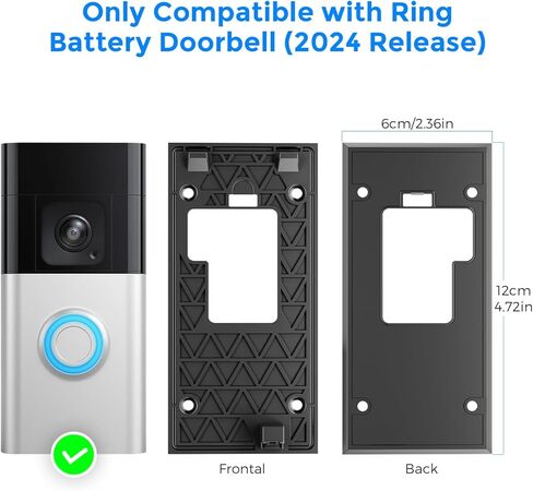 Compatible with Ring Battery Doorbell Mount (2024 Release) No-Drill Strong 3M VHB Adhesive Mounting Plate & Screw Kit Renter-Friendly Damage-Free Video Doorbell Holder for Apartments Homes Office in Saudi Arabia