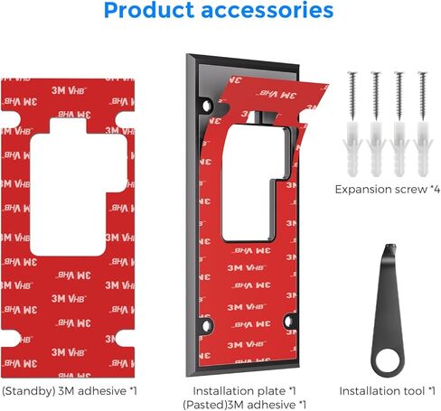Compatible with Ring Battery Doorbell Mount (2024 Release) No-Drill Strong 3M VHB Adhesive Mounting Plate & Screw Kit Renter-Friendly Damage-Free Video Doorbell Holder for Apartments Homes Office in Saudi Arabia