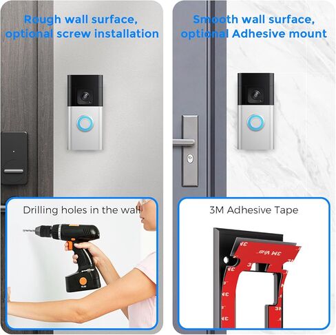 Compatible with Ring Battery Doorbell Mount (2024 Release) No-Drill Strong 3M VHB Adhesive Mounting Plate & Screw Kit Renter-Friendly Damage-Free Video Doorbell Holder for Apartments Homes Office in Saudi Arabia