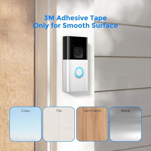 Compatible with Ring Battery Doorbell Mount (2024 Release) No-Drill Strong 3M VHB Adhesive Mounting Plate & Screw Kit Renter-Friendly Damage-Free Video Doorbell Holder for Apartments Homes Office in Saudi Arabia