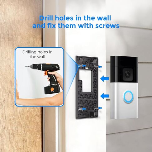 Compatible with Ring Battery Doorbell Mount (2024 Release) No-Drill Strong 3M VHB Adhesive Mounting Plate & Screw Kit Renter-Friendly Damage-Free Video Doorbell Holder for Apartments Homes Office in Saudi Arabia