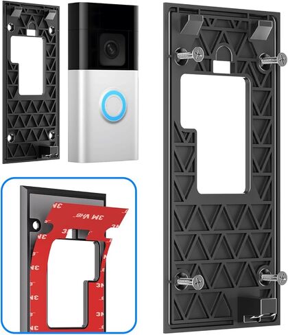 Compatible with Ring Battery Doorbell Mount (2024 Release) No-Drill Strong 3M VHB Adhesive Mounting Plate & Screw Kit Renter-Friendly Damage-Free Video Doorbell Holder for Apartments Homes Office in Saudi Arabia