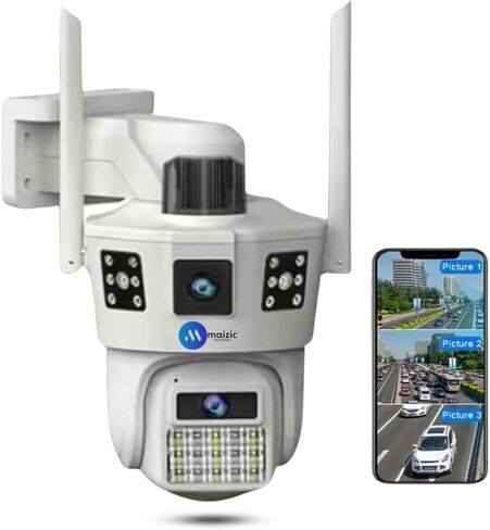 كاميرا Supercam White WiFi عرض 360 درجة 5MP+5MP FHD خارجية للمنزل مع خاصية التحدث في اتجاهين، رؤية ليلية كاملة الألوان، مقاومة للماء، اكتشاف الإنسان بالذكاء الاصطناعي، تدعم بطاقة SD حتى 128 جيجابايت in Saudi Arabia
