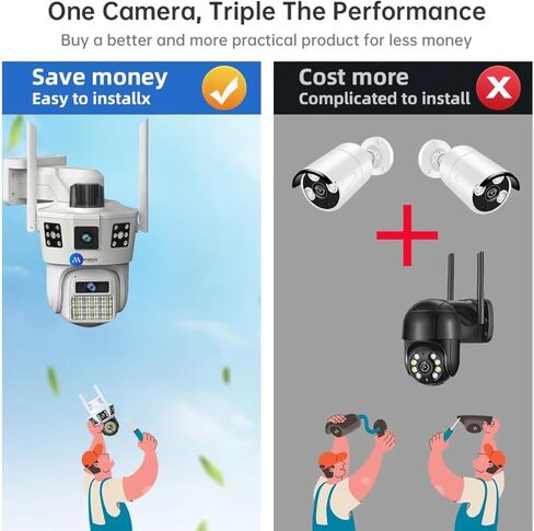كاميرا Supercam White WiFi عرض 360 درجة 5MP+5MP FHD خارجية للمنزل مع خاصية التحدث في اتجاهين، رؤية ليلية كاملة الألوان، مقاومة للماء، اكتشاف الإنسان بالذكاء الاصطناعي، تدعم بطاقة SD حتى 128 جيجابايت in Saudi Arabia