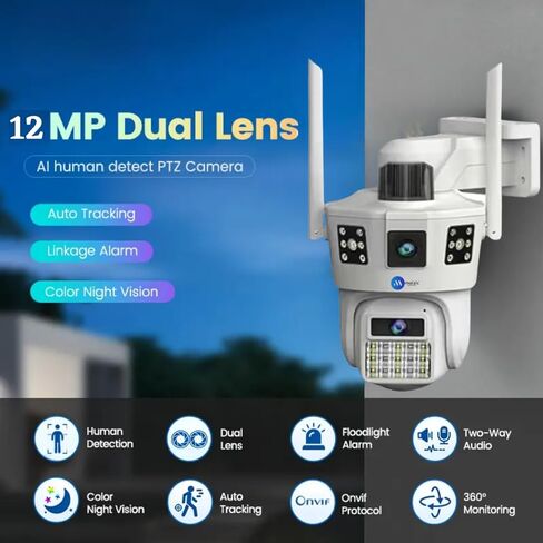 كاميرا Supercam White WiFi عرض 360 درجة 5MP+5MP FHD خارجية للمنزل مع خاصية التحدث في اتجاهين، رؤية ليلية كاملة الألوان، مقاومة للماء، اكتشاف الإنسان بالذكاء الاصطناعي، تدعم بطاقة SD حتى 128 جيجابايت in Saudi Arabia