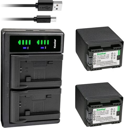 بطارية Kastar BP-745 وشاحن USB LTD2 متوافق مع Canon VIXIA HF R70 HFR70، VIXIA HF R72 HFR72، VIXIA HF R80 HFR80، HF R82 HFR82، VIXIA HF R300 HFR300، كاميرا VIXIA HF R400 HFR400 in Kuwait