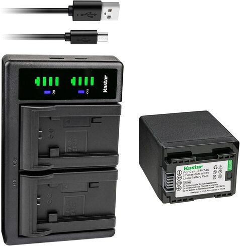بطارية Kastar BP-745 وشاحن USB LTD2 متوافق مع Canon VIXIA HF R70 HFR70، VIXIA HF R72 HFR72، VIXIA HF R80 HFR80، HF R82 HFR82، VIXIA HF R300 HFR300، كاميرا VIXIA HF R400 HFR400 in Kuwait
