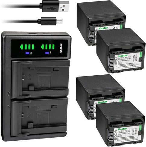 بطارية Kastar BP-745 وشاحن USB LTD2 متوافق مع Canon VIXIA HF R70 HFR70، VIXIA HF R72 HFR72، VIXIA HF R80 HFR80، HF R82 HFR82، VIXIA HF R300 HFR300، كاميرا VIXIA HF R400 HFR400 in Kuwait