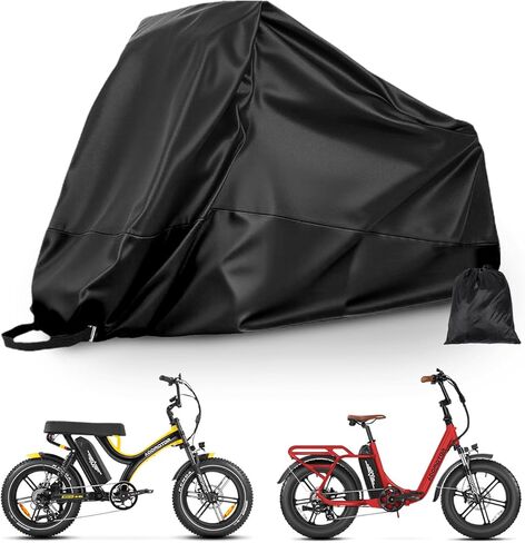 غطاء دراجة ثلاثية العجلات للكبار من ADDMOTOR، أغطية للدراجة الكهربائية، أغطية للدراجة مقاومة للماء للتخزين في الهواء الطلق لدراجتين، غطاء دراجة مقاوم للغبار والرياح 210D (برتقالي) in Kuwait