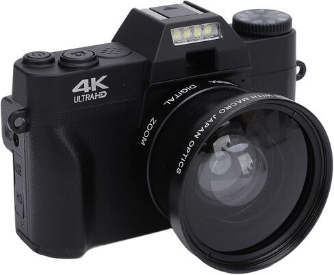 4K Digital Camera for Photography, 60FPS 56MP 16X Zoom Autofocus Wide Angle Wi Fi Vlogging Camera with 3 270° Flip 32G SD Card Flash Compact Travel Camera for YouTube in Saudi Arabia