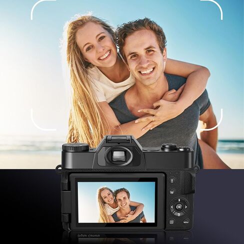 4K Digital Camera for Photography, 60FPS 56MP 16X Zoom Autofocus Wide Angle Wi Fi Vlogging Camera with 3 270° Flip 32G SD Card Flash Compact Travel Camera for YouTube in Saudi Arabia