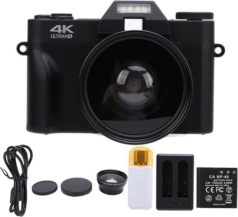 4K Digital Camera for Photography, 60FPS 56MP 16X Zoom Autofocus Wide Angle Wi Fi Vlogging Camera with 3 270° Flip 32G SD Card Flash Compact Travel Camera for YouTube in Saudi Arabia