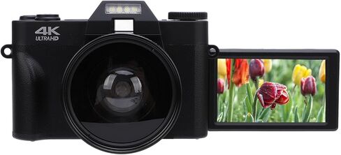 4K Digital Camera for Photography, 60FPS 56MP 16X Zoom Autofocus Wide Angle Wi Fi Vlogging Camera with 3 270° Flip 32G SD Card Flash Compact Travel Camera for YouTube in Saudi Arabia