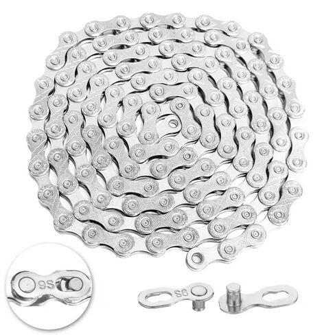 9/18/27 Speed Bike Chain, VDHU Bicycle Chain for Road Bicycles,Mountain Bike,MTB Mountain Racing Cycling Accessories with 1 Pairs Bicycle Buckle,Full Silver Plating 116 Links with Quick Link in Saudi Arabia