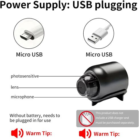 2Pcs Mini WiFi Cameras for Home, Car & Baby Monitoring | Wireless Security Camera with Real-Time Phone Alerts, Indoor/Outdoor Use, USB Powered, No SD Card in Saudi Arabia