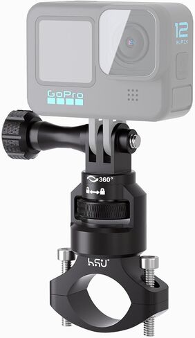 حامل مقود الدراجة HSU لـ Go Pro، عمود مقعد دراجة دوار من الألومنيوم 360 درجة، 0.87 بوصة - 1.26 بوصة حامل دراجة نارية Go Pro متوافق مع Go Pro Hero 13/12/11/10/9/8/7، Osmo Action وكاميرات الحركة الأخرى in Saudi Arabia