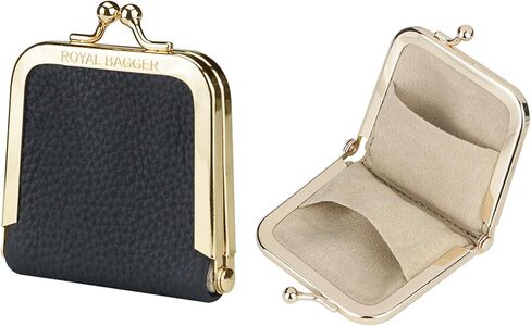 Royal Bagger Genuine Cow Leather Ultra-Slim Mini Jewelry Box, Ring & Necklace Storage, Slim Coin Purse with Kiss Lock for Women 3120 (Deep Purple 1) in Kuwait