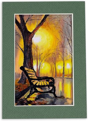 12x16 Mat Bevel Cut for 10x13 Photos - Acid Free Hunter Green Precut Matboard With Backing Board and Crystal Clear, Self Seal Photo Mat Bag - For Pictures, Photos, Framing - 4-ply Thickness in Saudi Arabia