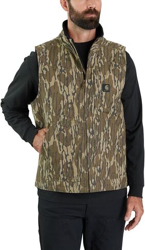سترة Carhartt الرجالية المتينة ذات البطة المرنة ذات المقاس الفضفاض والمبطنة بصوف الشيربا، سترة برقبة وهمية، Mossy Oak Bottomland Camo in Saudi Arabia