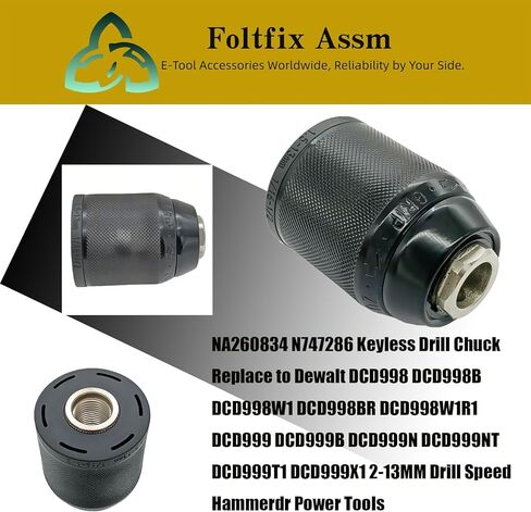 NA260834 N747286 استبدال تشاك الحفر بدون مفتاح إلى ديوالت DCD998 DCD998B DCD998W1 DCD998BR DCD998W1R1 DCD999 DCD999B DCD999N DCD999NT DCD999T1 DCD999X1 2-13 مم سرعة الحفر المطرقة أدوات الحفر الكهربائية in Kuwait