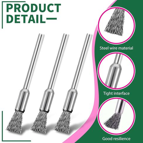 15 Pcs Wire Brush for Drill Extended Cleaning End Brushes Pen Wire Scrub Mandrel Rust Paint Removal Bits Polishing Rotary Tool End Scrub Stainless Steel for Rust Removal Paint Stripping in Saudi Arabia