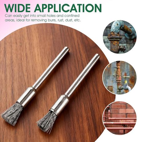 15 Pcs Wire Brush for Drill Extended Cleaning End Brushes Pen Wire Scrub Mandrel Rust Paint Removal Bits Polishing Rotary Tool End Scrub Stainless Steel for Rust Removal Paint Stripping in Saudi Arabia