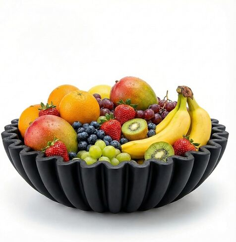 Concrete Decorative Bowl,Large Decorative Bowls for Home Coffee Table Decor,Scalloped Ruffle Centerpiece Tray Decorations,Candy Fruit Bowels for Kitchen Counter, Purse Key Bowl for Entryway Table in Kuwait