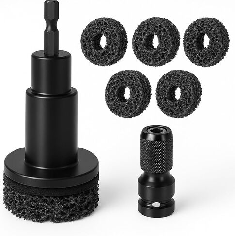 أداة تنظيف مسمار العجلة - إعادة تسطيح محور الخدمة الشاقة ومزيل الصدأ - تناسب مفتاح ربط الصدمات مقاس 1/2 بوصة ومثقاب كهربائي - مرفق فرشاة سلك السيارات للسيارات والشاحنات الخفيفة وسيارات الدفع الرباعي in Kuwait