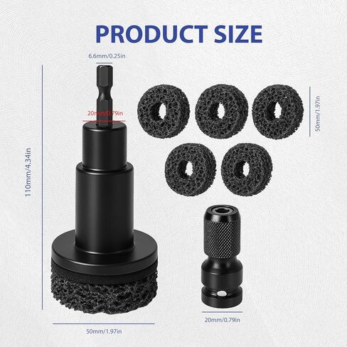 أداة تنظيف مسمار العجلة - إعادة تسطيح محور الخدمة الشاقة ومزيل الصدأ - تناسب مفتاح ربط الصدمات مقاس 1/2 بوصة ومثقاب كهربائي - مرفق فرشاة سلك السيارات للسيارات والشاحنات الخفيفة وسيارات الدفع الرباعي in Kuwait