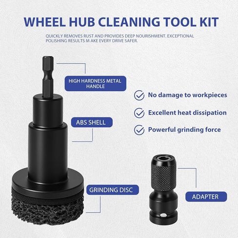 أداة تنظيف مسمار العجلة - إعادة تسطيح محور الخدمة الشاقة ومزيل الصدأ - تناسب مفتاح ربط الصدمات مقاس 1/2 بوصة ومثقاب كهربائي - مرفق فرشاة سلك السيارات للسيارات والشاحنات الخفيفة وسيارات الدفع الرباعي in Kuwait