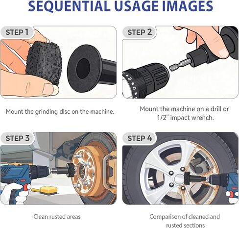 أداة تنظيف مسمار العجلة - إعادة تسطيح محور الخدمة الشاقة ومزيل الصدأ - تناسب مفتاح ربط الصدمات مقاس 1/2 بوصة ومثقاب كهربائي - مرفق فرشاة سلك السيارات للسيارات والشاحنات الخفيفة وسيارات الدفع الرباعي in Kuwait