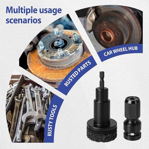 أداة تنظيف مسمار العجلة - إعادة تسطيح محور الخدمة الشاقة ومزيل الصدأ - تناسب مفتاح ربط الصدمات مقاس 1/2 بوصة ومثقاب كهربائي - مرفق فرشاة سلك السيارات للسيارات والشاحنات الخفيفة وسيارات الدفع الرباعي in Kuwait