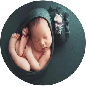 Newborn Posing Wrap, Newborn Photography Props Soft Stretch Knit Blanket, Handmade Wrap for Baby Boy Girl Photoshoot (Green) in Kuwait