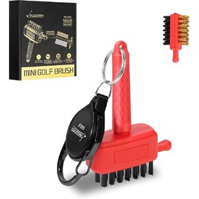 Mini Golf Brush with Nylon/Brass Bristles and Retractable Keychain - Pocket Brush Leave No Trace Clean Dual-Sided Brushes Easy to Carry(Black) in Saudi Arabia