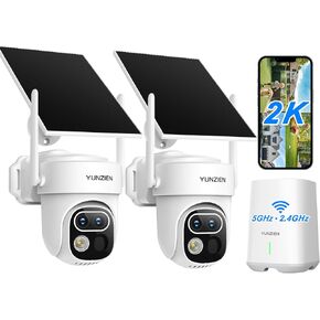 Dual Lens Security Cameras Wireless Outdoor,Solar Powered Home Security Camera System,2-Cam Pack,64GB Local Storage,No Subscription,AI Motion Tracking,2K Colorful Night Vision,5G & 2.4G WiFi in Saudi Arabia