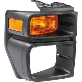 مدي المصباح الأيسر مع ضوء الإشارة المتوافق مع 2008-2014 فورد E150 E250 2008-2019 فورد E350 Super Duty استبدال FO2524103 العدسة الصفراء السود in Kuwait