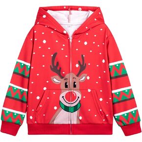 Belovance Girls Graphic Zip Up Hoodies Sweatshirt with Pockets Kids Hooded Coat Casual Outerwear Rainbow Unicorn 5-14 Years in Kuwait