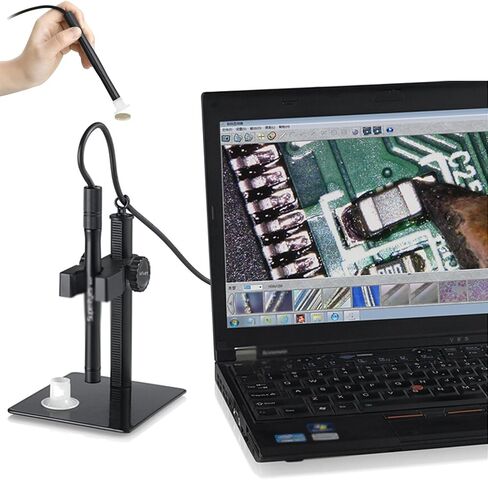 مجهر رقمي محمول USB 500 × 2 ميجابكسل مع حامل، دقة 1600 × 1200، مصباح LED مدمج، مثالي للصور والتقاط الفيديو وقياسه، مثالي للطلاب والهواة in Saudi Arabia