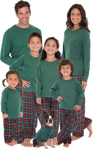 بيجامغرام عيد الميلاد بيجامات للعائلة ، Red & Green Plaid ، الحيوانات الأليفة XL in Saudi Arabia