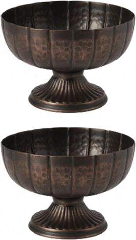 2 Pcs Distressed Gold Compote Vase for Centerpieces Compote Bowl 8'' Wide Vintage Decorative Antique Urn Planter Vase for Wedding Event Anniversary Party Indoor Outdoor Activity in Saudi Arabia