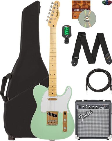 جهاز بث من سلسلة Fender Affinity - حزمة Surf Green مع مضخم صوت Frontman 10G، وحقيبة الحفلة، والموالف، وكابل الآلة، والحزام، واللقطات، وأقراص DVD التعليمية لأوستن بازار in Saudi Arabia