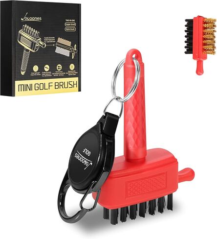 Mini Golf Brush with Nylon/Brass Bristles and Retractable Keychain - Pocket Brush Leave No Trace Clean Dual-Sided Brushes Easy to Carry(Black) in Saudi Arabia