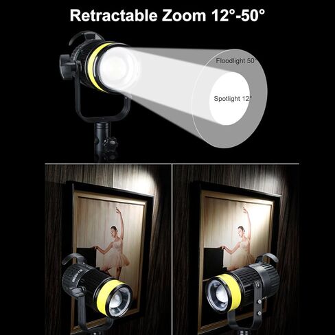 EBTOOLS LED فيديو ضوئي، 35000lux 5600K CRI 96+ إضاءة تصوير فوتوغرافي قابلة للتعتيم مع زاوية شعاع قابلة للتعديل، لتصوير منتجات المجوهرات الشخصية والبث المباشر (قابس أمريكي 500 وات) in Saudi Arabia
