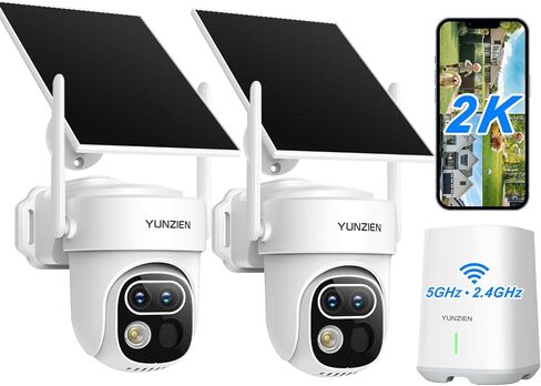 Dual Lens Security Cameras Wireless Outdoor,Solar Powered Home Security Camera System,2-Cam Pack,64GB Local Storage,No Subscription,AI Motion Tracking,2K Colorful Night Vision,5G & 2.4G WiFi in Saudi Arabia